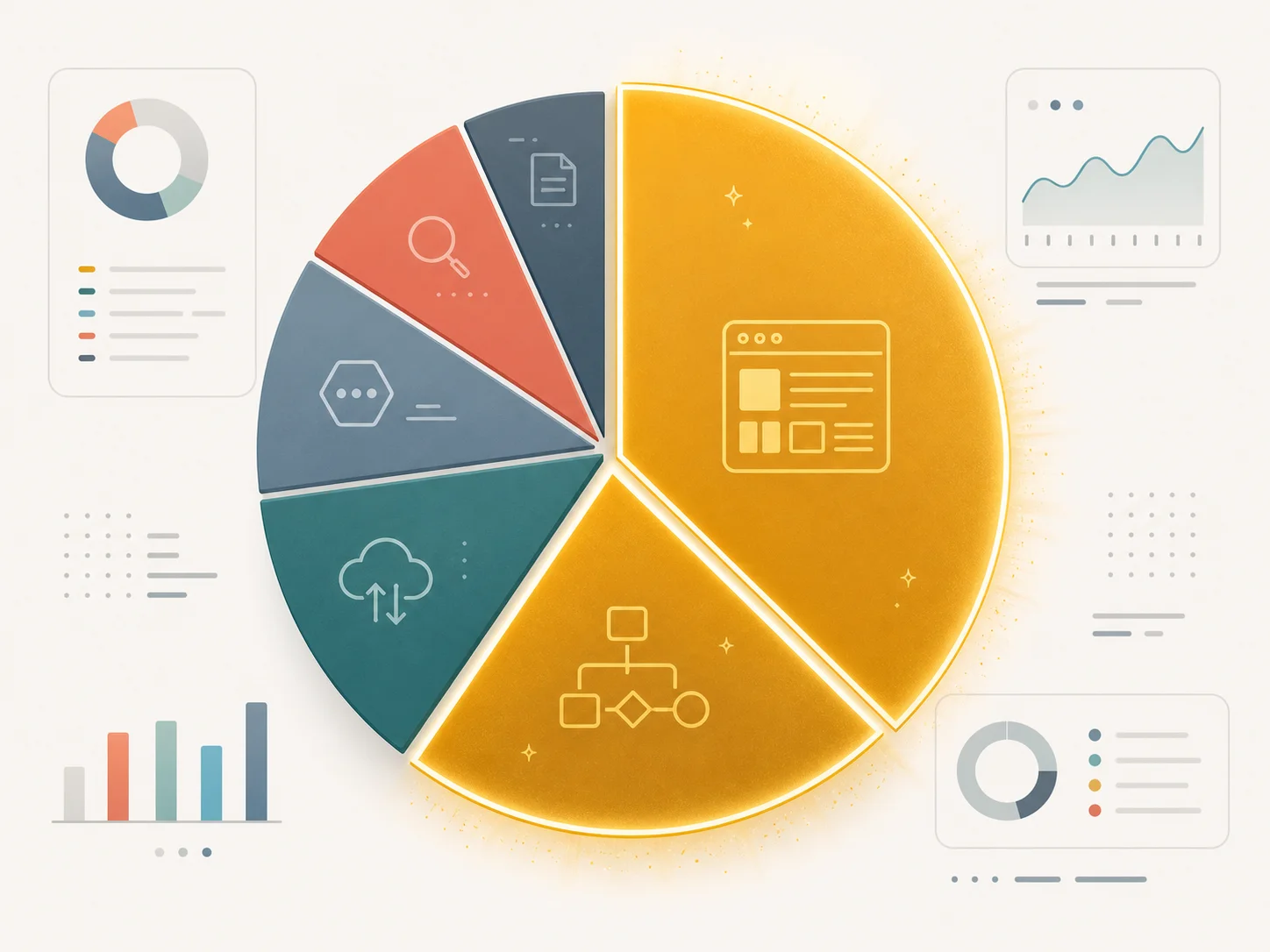 Pie chart breakdown of typical Bubble workload unit consumption with page loads at 45 percent and backend workflows at 25 percent representing the largest optimization targets