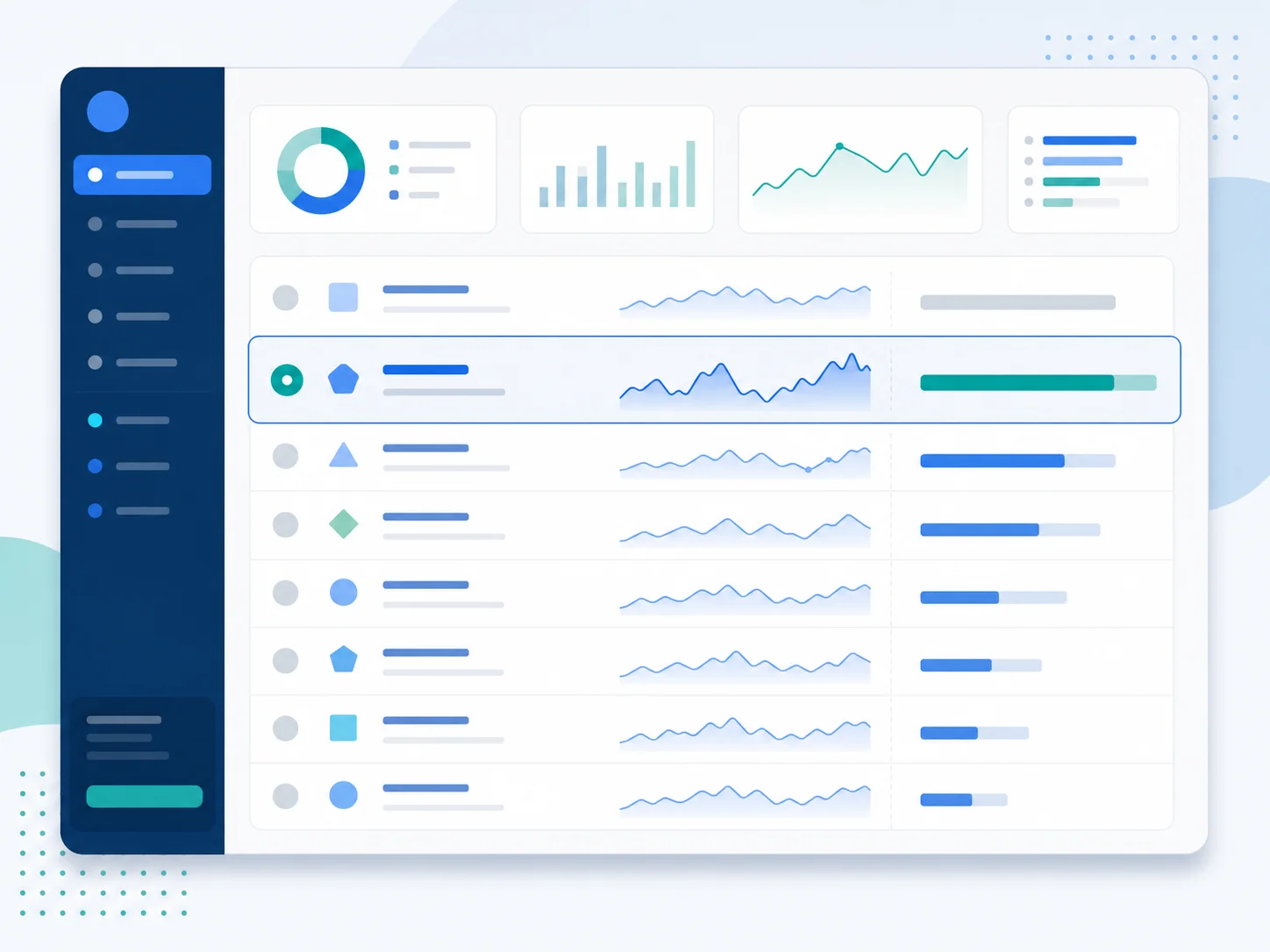 Conceptual illustration of a workload-unit profiler dashboard view ranking top consumers with sparkline charts and a highlighted recursive workflow as the largest line item