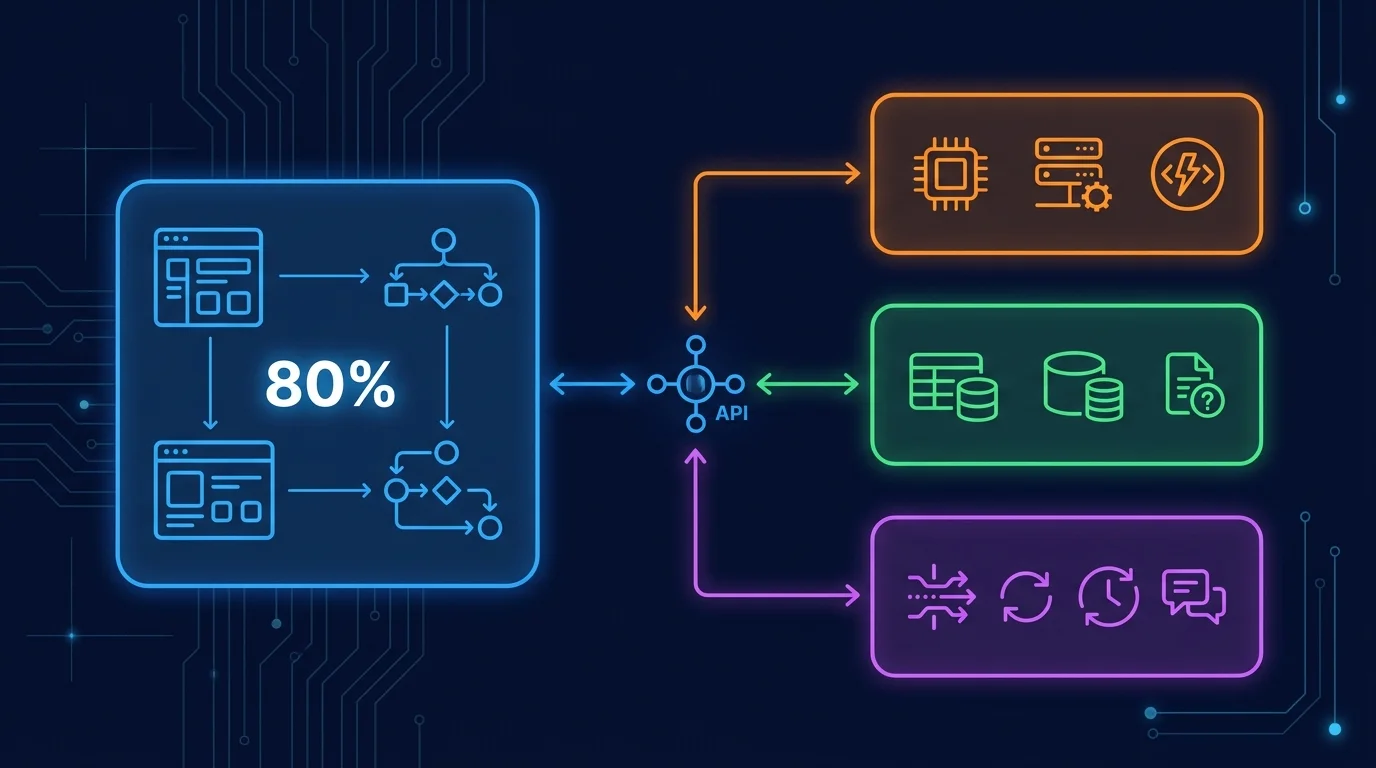 Diagram showing hybrid architecture pattern with Bubble and external custom services