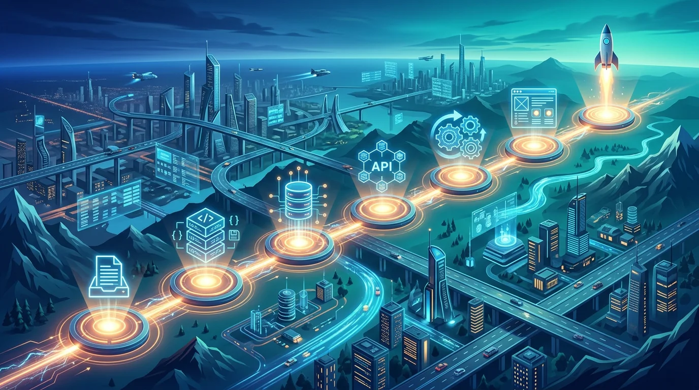 Seven-step Bubble to code migration roadmap from architecture audit to production launch