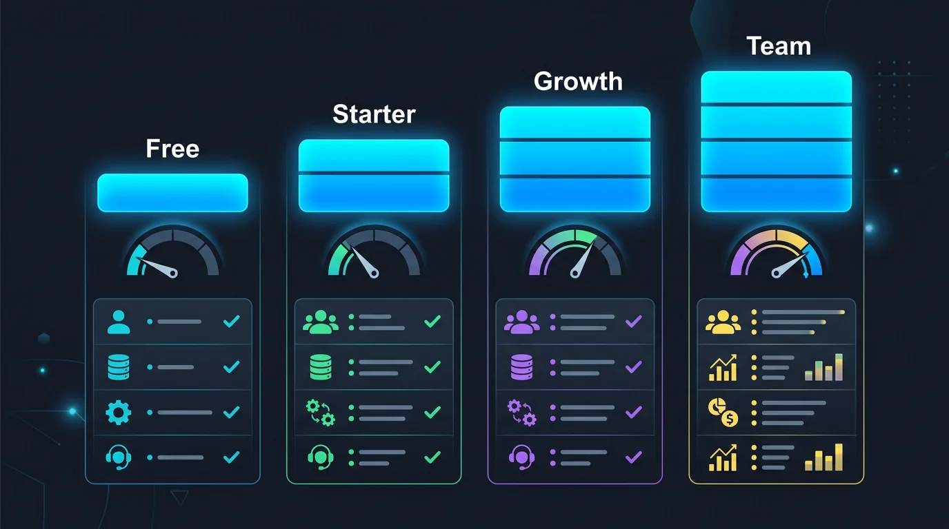 Bubble.io plan tiers showing workload unit allocations from Starter to Scale